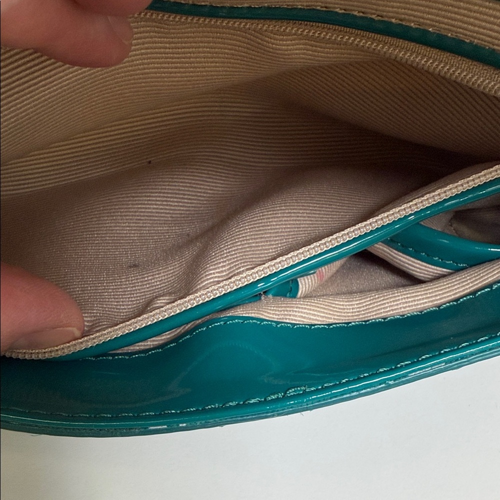 Ann Taylor Patent Teal Shoulder Bag with Buckle - Picture 15 of 15